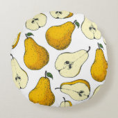 Seamless pattern with pear. Hand drawn pattern bac ラウンドクッション (正面)