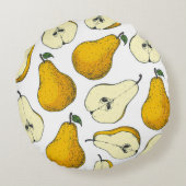 Seamless pattern with pear. Hand drawn pattern bac ラウンドクッション (裏面)