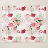 Seamless pattern with pink flamingo シェルパブランケット (正面(横))