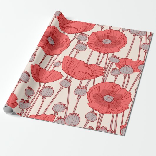 Seamless pattern with poppies.  ラッピングペーパー (アンロールド)