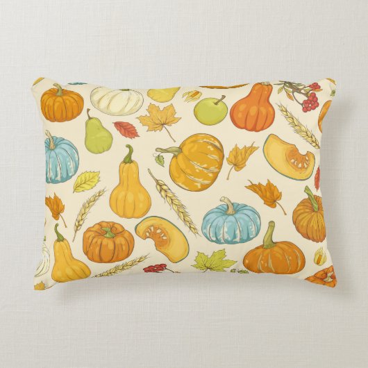 Seamless pattern with pumpkins, autumn leaves, app アクセントクッション (正面)
