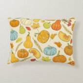 Seamless pattern with pumpkins, autumn leaves, app アクセントクッション (裏面)