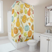 Seamless pattern with pumpkins, autumn leaves, app シャワーカーテン (インサイチュ)