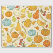 Seamless pattern with pumpkins, autumn leaves, app ラッピングペーパー (フラット)