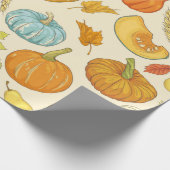 Seamless pattern with pumpkins, autumn leaves, app ラッピングペーパー (角)