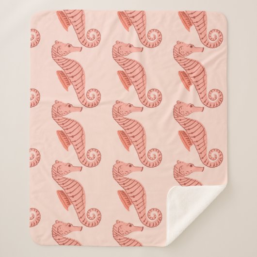 Seamless pattern with seahorse doodle ornament. Pi シェルパブランケット (正面)