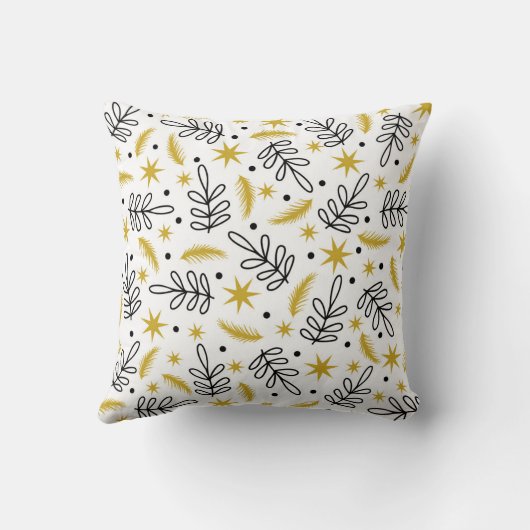 Seamless pattern with snowflakes and fir branches. クッション (裏面)