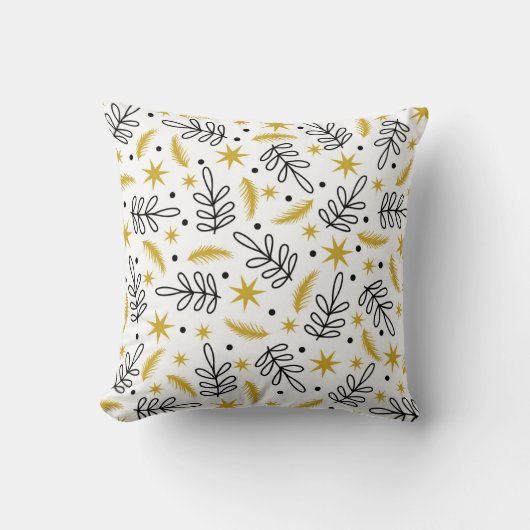 Seamless pattern with snowflakes and fir branches. クッション (正面)