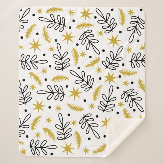 Seamless pattern with snowflakes and fir branches. シェルパブランケット (正面)