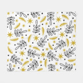 Seamless pattern with snowflakes and fir branches. フリースブランケット (正面(横))