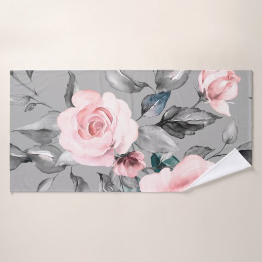 Seamless pattern with spring flowers and leaves. H バスタオル (バスタオル)