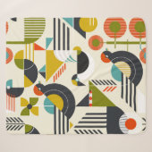 Seamless pattern with stylized birds in retro bauh シェルパブランケット (正面(横))