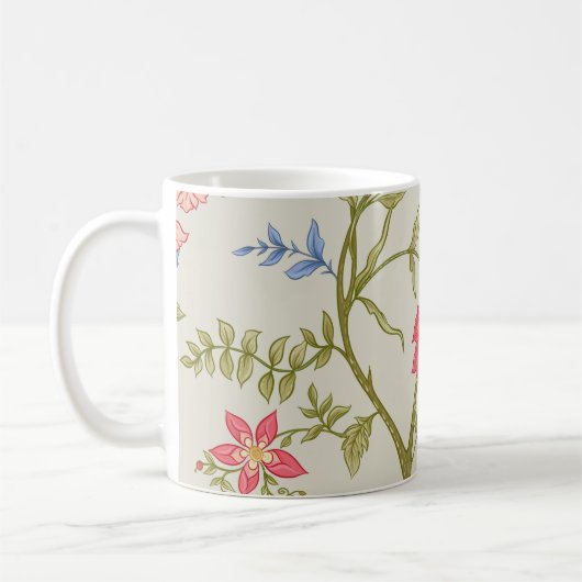 Seamless pattern with stylized ornamental flowers コーヒーマグカップ (左)