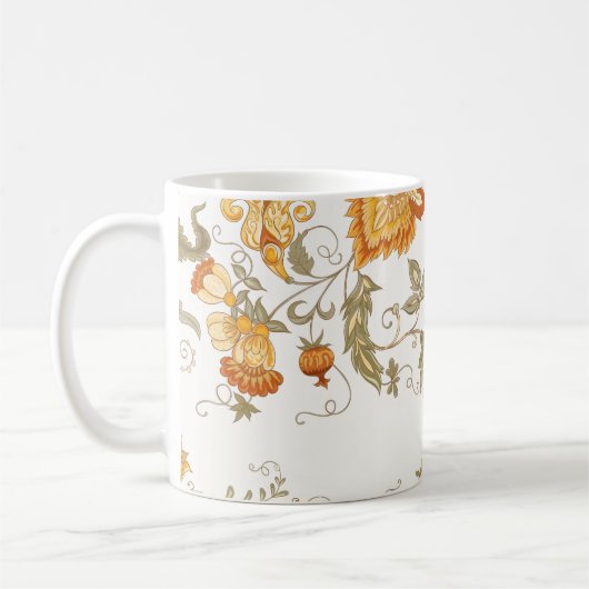 Seamless pattern with stylized ornamental flowers  コーヒーマグカップ (左)