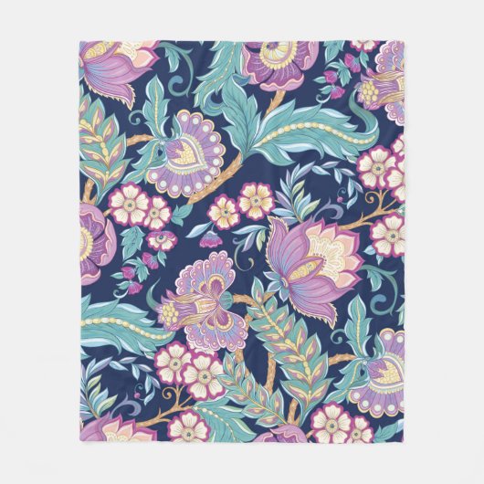 Seamless pattern with stylized ornamental flowers フリースブランケット (正面)