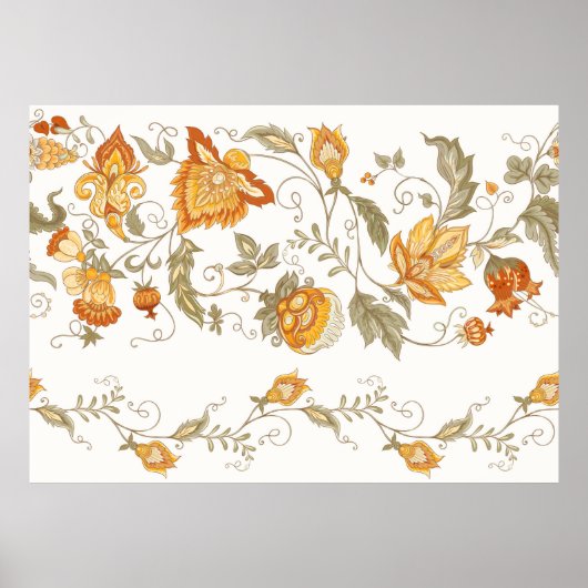 Seamless pattern with stylized ornamental flowers  ポスター (正面)