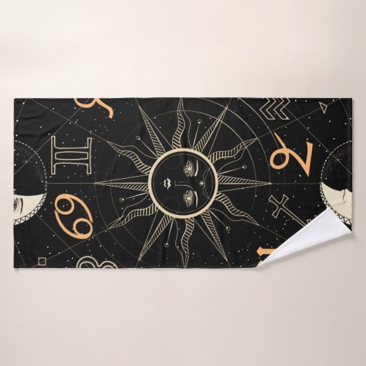 Seamless pattern with the Horoscope circle with Zo バスタオル (バスタオル)