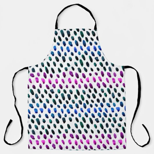 Seamless pattern with the watercolor colorful dots エプロン (正面)