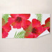 Seamless pattern with tropical flower, palm leave バスタオル (バスタオル)