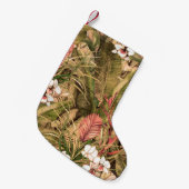 Seamless pattern with tropical leaves and flowers. スモールクリスマスストッキング (正面 (吊り時))