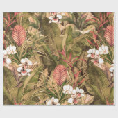 Seamless pattern with tropical leaves and flowers. ラッピングペーパー (フラット)