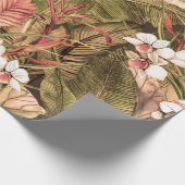Seamless pattern with tropical leaves and flowers. ラッピングペーパー (角)