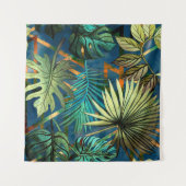 Seamless pattern with tropical leaves and geometri タペストリー (正面(横))