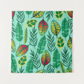 Seamless pattern with tropical leaves. Gouache art タペストリー (正面)