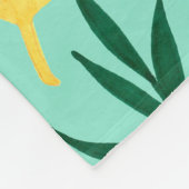 Seamless pattern with tropical leaves. Gouache art フリースブランケット (角)