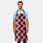 Seamless pattern with wavy stripes in retro style. エプロン (着用した状態)