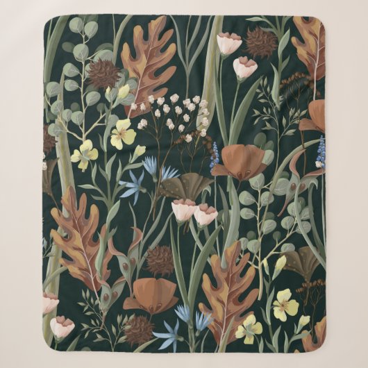 Seamless pattern with wild and dried flowers. Autu シェルパブランケット (正面)