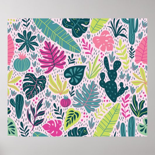 Seamless pattern with wild tropical rainforest. Tr ポスター (正面)