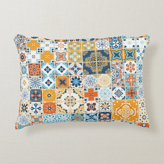 Seamless pattern with with Portuguese tiles. illus アクセントクッション (正面)