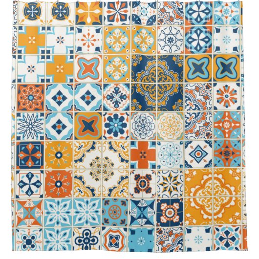 Seamless pattern with with Portuguese tiles. illus シャワーカーテン (正面)