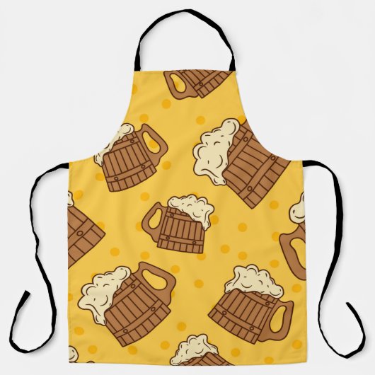 Seamless Pattern with Wooden Foam Beer Mugsbeer, p エプロン (正面)