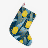 Seamless pattern yellow tulips on dark blue backgr スモールクリスマスストッキング (正面 (吊り時))