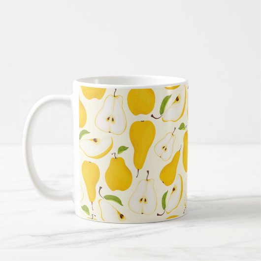 Seamless pear pattern. Different pears whole fruit コーヒーマグカップ (左)