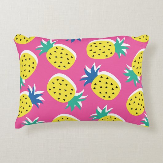 seamless pineapple fruit crazy colors pattern. Ch アクセントクッション (正面)