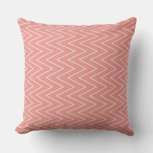 Seamless Pink and White Zigzag Pattern クッション (正面)