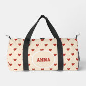Seamless Pink Hearts Pattern Gym Bag ダッフルバッグ (正面)