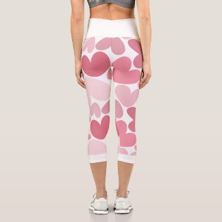 Seamless Pink Hearts Pattern Leggings – Romantic カプリレギンス
