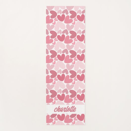 Seamless Pink Hearts Pattern Yoga Mat – Romantic  ヨガマット (正面)