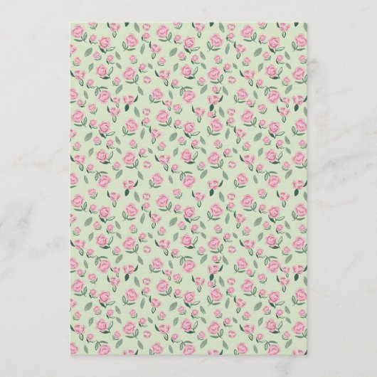 Seamless Pink Rose Watercolor Pattern 招待状 (正面)