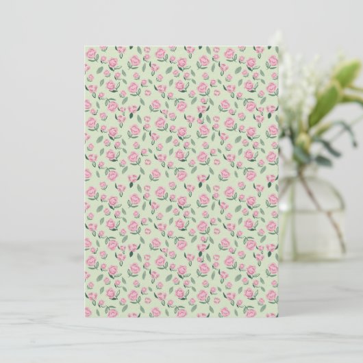 Seamless Pink Rose Watercolor Pattern 招待状 (スタンド正面)
