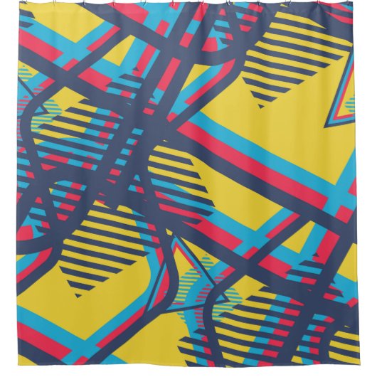Seamless Pop Art Pattern. Abstract Color Texture w シャワーカーテン (正面)