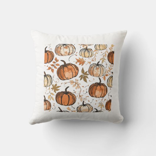 Seamless Pumpkin Fall Pattern Design クッション (裏面)