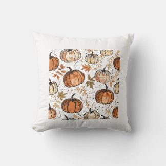 Seamless Pumpkin Fall Pattern Design クッション