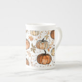 Seamless Pumpkin Pattern Fall Design ボーンチャイナマグカップ (正面右)