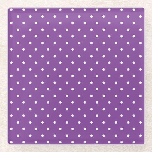 Seamless purple background polka dot pattern  ガラスコースター (正面)