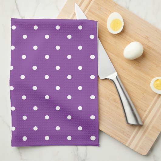 Seamless purple background polka dot pattern  キッチンタオル (四つ折り)
